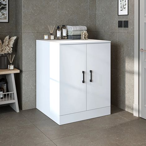 Low Washing Machine Cabinet with Double Doors - White (1/5)