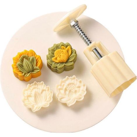 Moule à gâteau de lune en forme de lotus, moules en plastique pour gâteaux de lune, accessoires de pâtisserie (1/4)