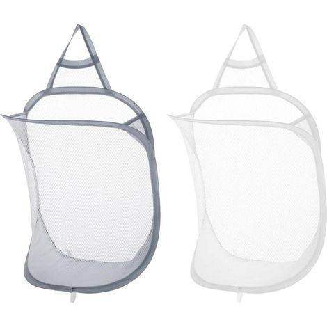 Lot de 2 paniers à linge à suspendre petits paniers muraux pop-up pour vêtements sales en maille (1/5)