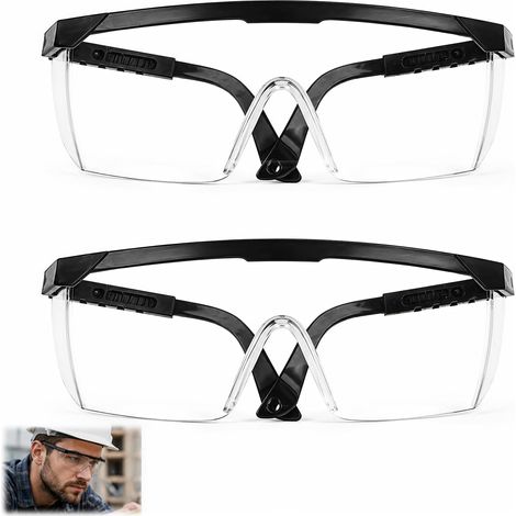 Lunettes de Sécurité Transparentes Anti-Buée Anti-Rayures 2 Pièces, Lunette de Protection Travail PC avec Protection Latérale pour Laboratoire Bricolage (1/5)