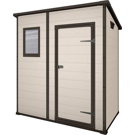 Keter – Abri de jardin résine 183,5x111cm – Hauteur 200,5cm – Ventilation et fenêtre fixe – Sol inclus pour rangement sécurisé