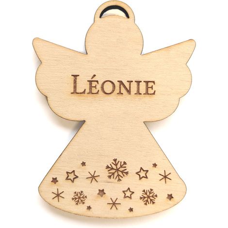 Ange de Noël en bois personnalisable – Décoration sapin à suspendre – Prénom gravé – 8 x 6 cm – Fabrication française (1/5)