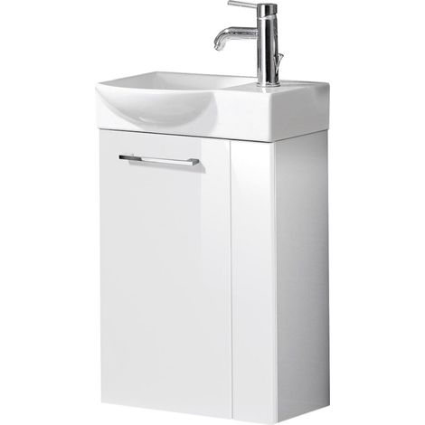 Fackelmann SBC SCENO Gäste WC Set 3-teilig 45 cm, Weiß, links, Keramik Hahnloch rechts + Armatur"-"90050145 (1/5)