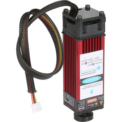 Ortviai Module Laser Graveur 10 W, 450 nm, Focal Réglable pour Bois, Cuir, Acrylique – Tête Laser Précise en Aluminium