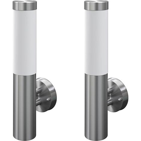 vidaXL 2 Apliques de exterior, lámparas de pared, acero inoxidable (1/3)