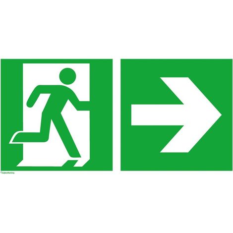 SafetyMarking Fluchtwegschild Folie B300xH150 mm Notausgang rechts mit Pfeil rechts (1/4)