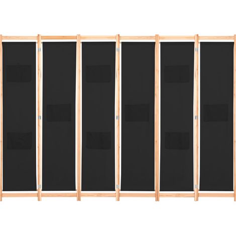 INLIFE Cloison de séparation 6 panneaux Noir 240 x 170 x 4 cm Tissu (1/5)