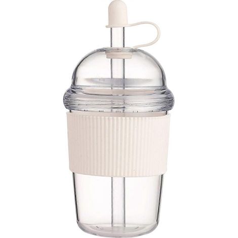 Transparenter 430-ml-Becher mit Deckel und Strohhalm, ideal für Kaffee, Bubble Tea und Fruchtsäfte. Kunststoffbecher für Zuhause und die Bar. (1/5)