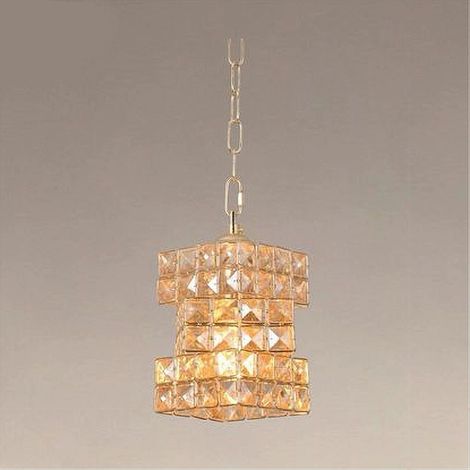 Lampadario Sospeso Rettangolare Intrecciato Con Cristalli Luce E27 Oro 32392