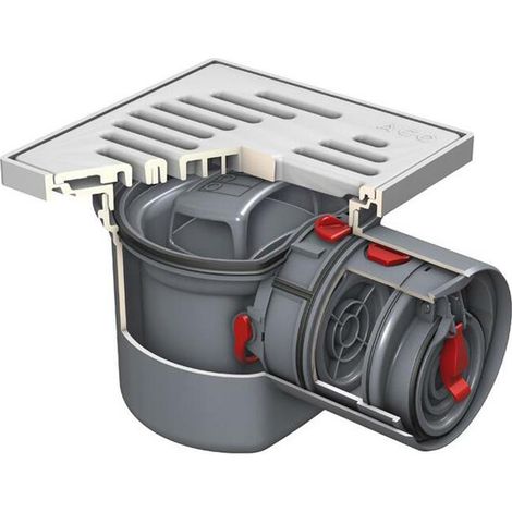 ACO Kellerablauf Junior Typ 5 DN100/197x197/1,5Grad/1,4l/s Rost ABS/K3/WS60/PK A Ablauf PP, 2130.00.77 (1/2)