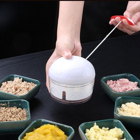 Cortadora de verduras y frutas, cortadora de cebolla y ajo, cortadora de alimentos manual, mini cortadora (1/5)