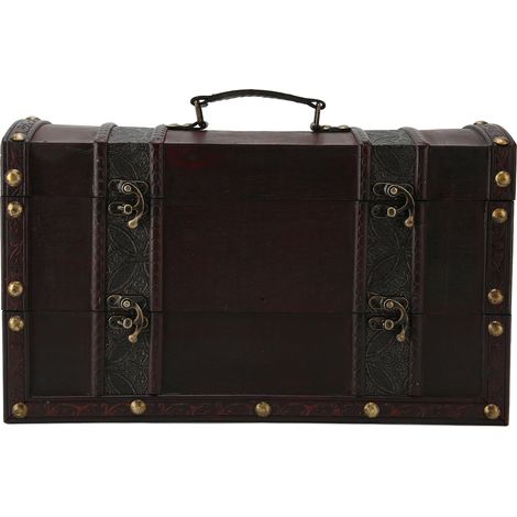 Coffret Cadeau Vintage Forme Valise pour 2 Bouteilles de Vin, Boîte à Bouteilles avec Couvercle et Poignée, Élégant Rangement en Carton (1/5)