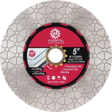 Diamond Tile Disc 125 mm – Double Sided Cutting Grinding Blade Diamond Saw for Porcelain Ceramic Marble Granite Artificial Stone (1/5)
