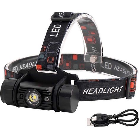 Lampe frontale rechargeable LED avec capteur de mouvement et bandeau réglable, idéale pour le camping, la course à pied et le cyclisme en extérieur pour adultes. (1/5)