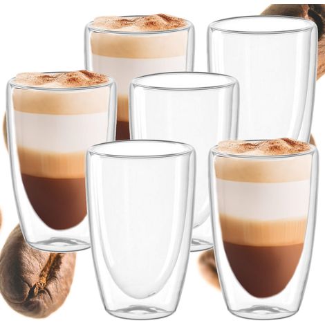 6x THERMOGLAS FÜR KAFFEE LATTE TEE MIT DOPPELBODEN 480ml GESCHENK (1/5)