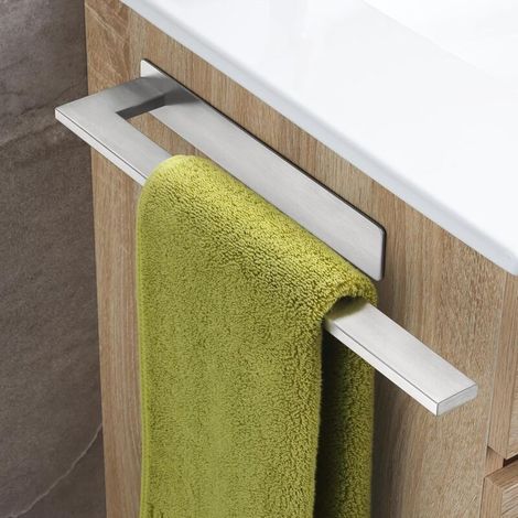Bathroom Towel Holder No Drilling, Adhesive Towel Rack Wall Mounted Towel Holder, Stainless Steel Towel Rack, Towel Rail Holder Brushed Silver (1/5)