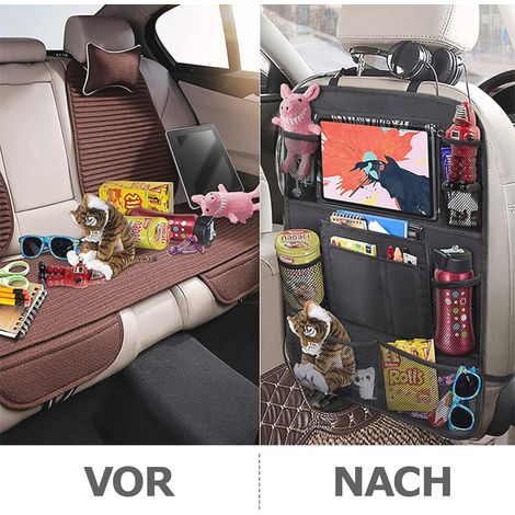 STK Autoaufbewahrung Autoinnenausstattung Autozubehör, Transparenter Tablethalter 10 Taschen, Schwarz (1/4)