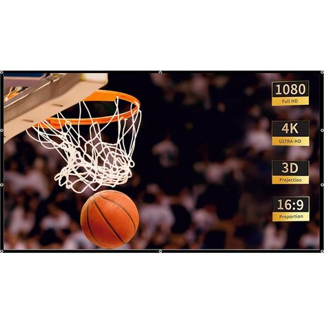 Écran de Projection, Pliable Extérieur Écran, Pliable Extérieur Projection, Ecran de Videoprojecteurs, Convient pour Le Cinéma Maison, l'enseignement Scolaire, 16:9 HD 4K, 60 Pouces, 132 x 75cm