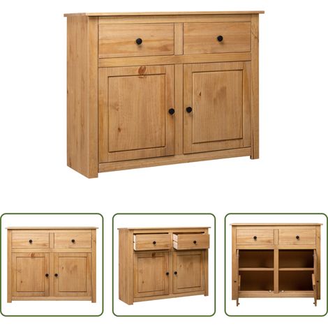 vidaXL Meuble de salon - Buffet 93x40x80 cm Pin solide Assortiment Panama (1/5)