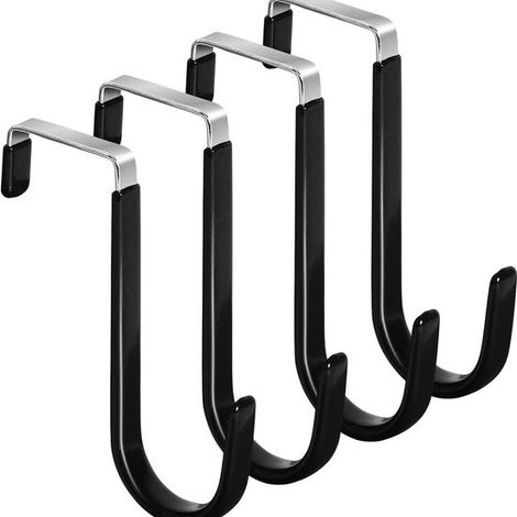 schwarze Türhaken, robuste Edelstahl Türhaken mit kratzfester Oberfläche, 3,7 cm lange Haken für Kleidung, Handtücher, Weihnachtskränze, Socken, (1/4)