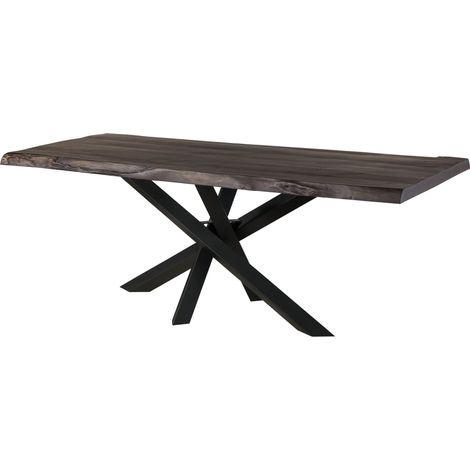 Table à manger 200x100x79 en bois de manguier laqué gris / pieds Mikado anthracite mat FREEFORM 5