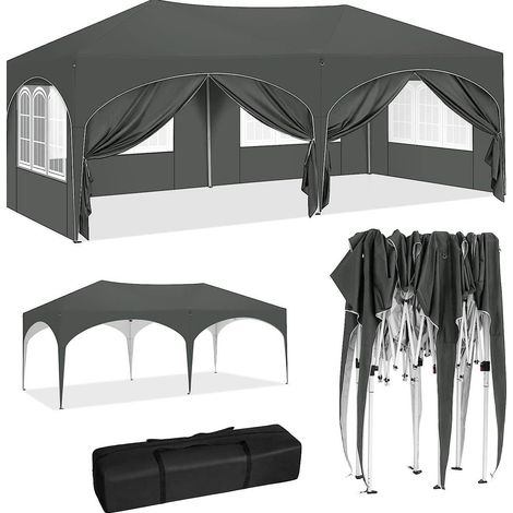 Gazebo 3x6m avec 6 parois latérales amovibles en tissu Oxford résistant à l'eau et protection UV (1/5)
