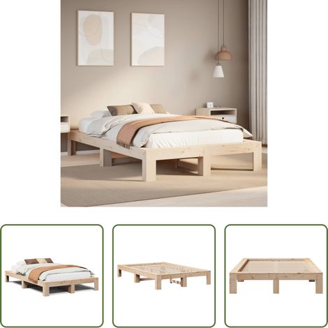 vidaXL Holzbett - Massivholzbett ohne Matratze 120x190 cm Kiefernholz (1/5)