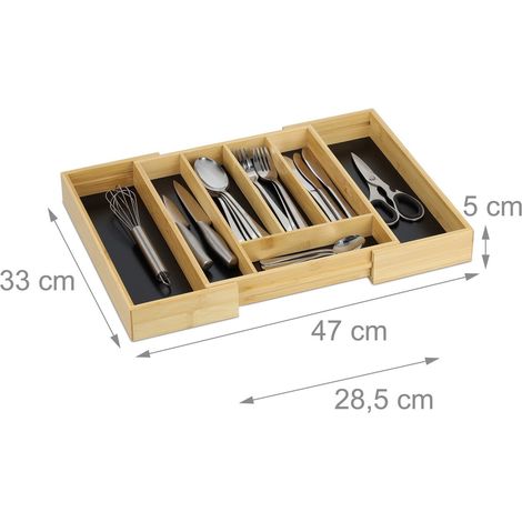Besteckkasten verstellbar bambus schwarzes mdf (1/5)