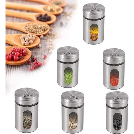 Set mit 6 Smallbee Gewürzgläsern aus Edelstahl, ideal zur Aufbewahrung Ihrer Grillgewürze. (1/5)