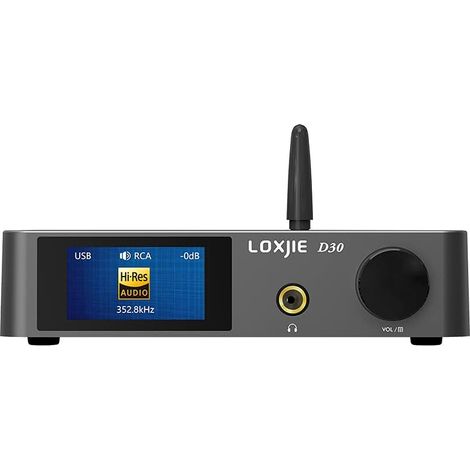 LOXJIE D30 2024 Décodeur audio Amplificateur de casque 1,5 W x 2 Puissance du casque séparés Écouteurs et sortie ligne ES 9039 Q2M Puce Bluetooth 5.1 MQA Décodage complet Connectable aux haut-parleurs (1/5)