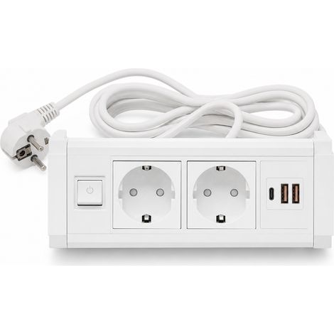 Recessed Desk Socket Block 2 USB Type C White 1.8 m (1/5)