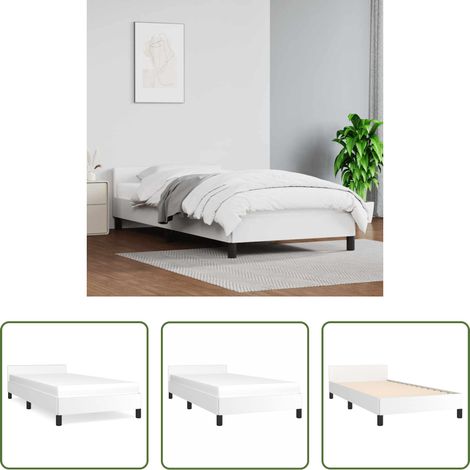 Kopfteil - Bettgestell mit Kopfteil ohne Matratze Weiß 90x200 cm (1/5)