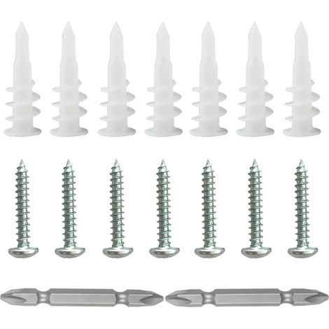100-teiliges Set Kunststoffdübel für Hohlwände, Gipskartonplatten, Hohlbetonblöcke, Beton, Trockenbauschrauben, selbstschneidende Schrauben und Bohrer (1/5)