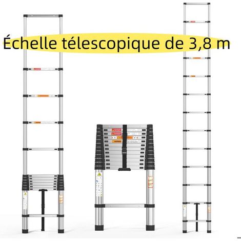 Échelle télescopique pliante multifonctionnelle, antidérapante, adaptée au hangar de bureau d'appartement familial (3,8 m)