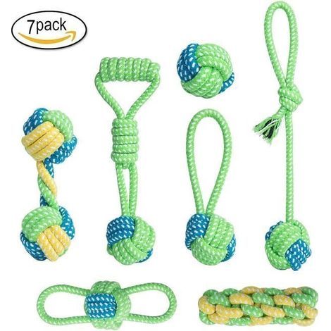 7 PCS Play Rope Toys Knitting Pet Rope Chew Toy Teaser Molar Teether Dogs Cats Accessories for Molar Teeth Cleaning (1/4)
