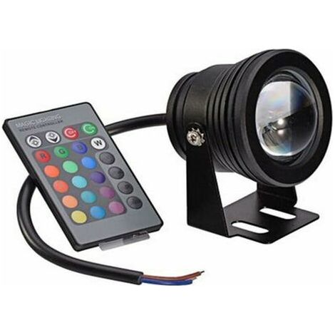 Lampe LED Chiyuan avec télécommande, éclairage subaquatique à changement de couleur pour aquarium et bassin (coque noire RGB), 10 W (1/5)
