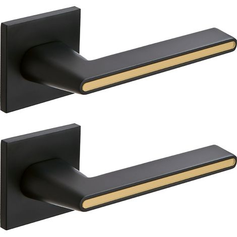 Manija de puerta premium ELIKA II de diseño delgado cuadrado y dorado negro (1/3)