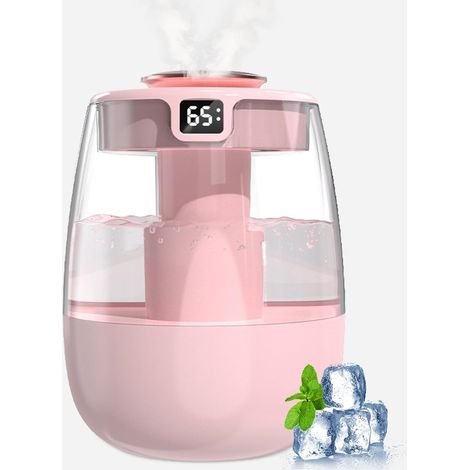 Humidificateur d'air silencieux 1 l avec 2 trous, humidificateur avec affichage numérique USB silencieux, 2 modes de brouillard et veilleuse pour bureau, chambre d'enfant, chambre à coucher, plante