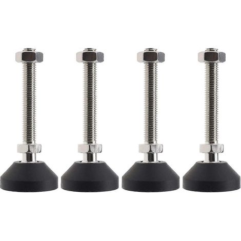 Verstellbare Schrankfüße, 4 Stück, Möbelfüße (D40xM8xL80) mit Kontermutter, drehbar, neigbar bis 30 Grad, rutschfest (Größe: M10x80)-M10x80-