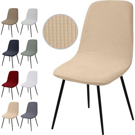 Housse de Chaise Extensible 4 pièces, Housse de Salle à Manger Amovible Lavables Couverture de Chaise en Jacquard Revêtement de Chaise pour Salle à Manger,Hôtel,Décor,Mariage(Y-Beige, 4 Pièces)
