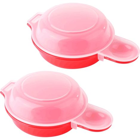 Ensemble de 2 cuiseurs à œufs pour micro-ondes, appareil à petit-déjeuner rapide en 1 minute pour omelettes et sandwichs, outil de cuisine facile, blanc.