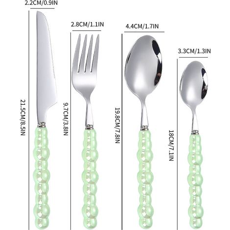 Couteau Fourchette Cuillère En Acier Inoxydable - Service De Couverts Moderne À Poignée Artisanale - Pour Repas Familiaux Événements Ou Extérieur - Lot De 4 Pièces (1/3)