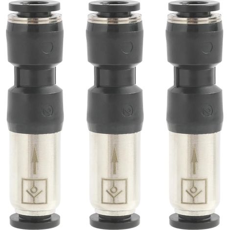 3 x Clapets Anti Retour Pneumatiques 6 mm, Connecteur Air Comprimé en Acier Inoxydable, Vanne Unidirectionnelle pour Connexion Rapide de Tuyaux, Raccord Étanche pour Système Pneumatique (1/5)