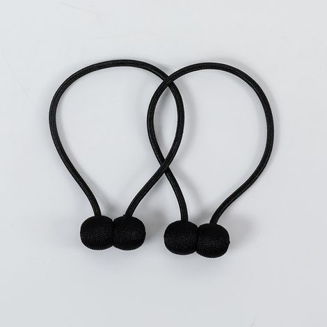 Juego de 2 abrazaderas magnéticas para cortinas: cuerda negra trenzada para cortinas con imán fuerte para dormitorio, sala de estar, oficina