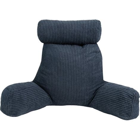 Coussin de lecture déhoussable en velours côtelé BANANAIR 80x50x70 cm bleu foncé (1/5)