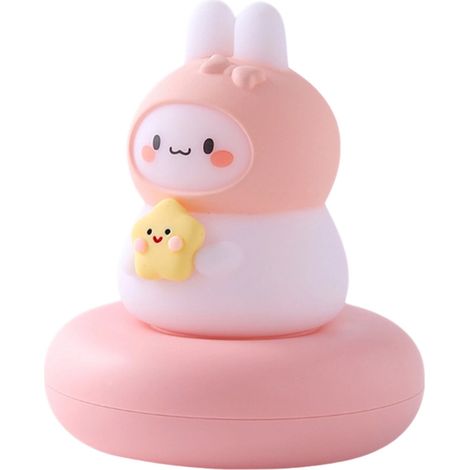 Veilleuse lapin rose mignonne, lampe de chevet LED à intensité variable, veilleuse tactile pour chambre de fille. (1/5)