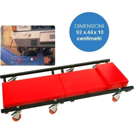 Carrello/Carrellino sottoauto/sotto auto per meccanico/officina con materassino e poggia testa