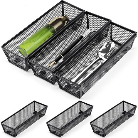 bandejas metálicas de malla para cubiertos, almacenamiento de cubiertos, organizador de cajones de cocina, organizador de cubiertos