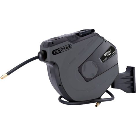 KS TOOLS Avvolgitubo per aria e acqua - Grigio - Montaggio a parete - 15 m - 1/4 di pollice - 515.3470