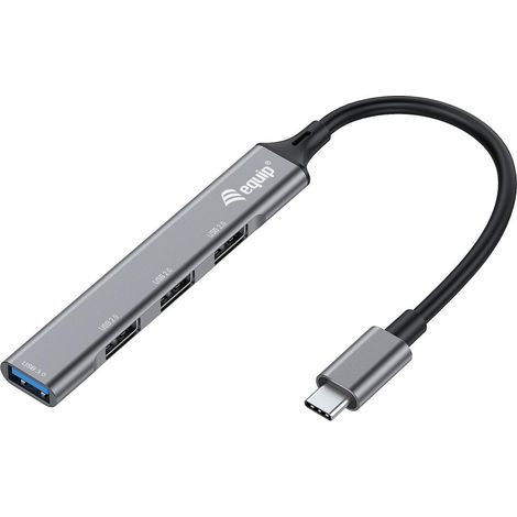 Equip 128961 Schnittstellen-Hub USB 3.2 Gen 1 (3.1 Gen 1) Type-C 5000 Mbit/s Schwarz, Grau